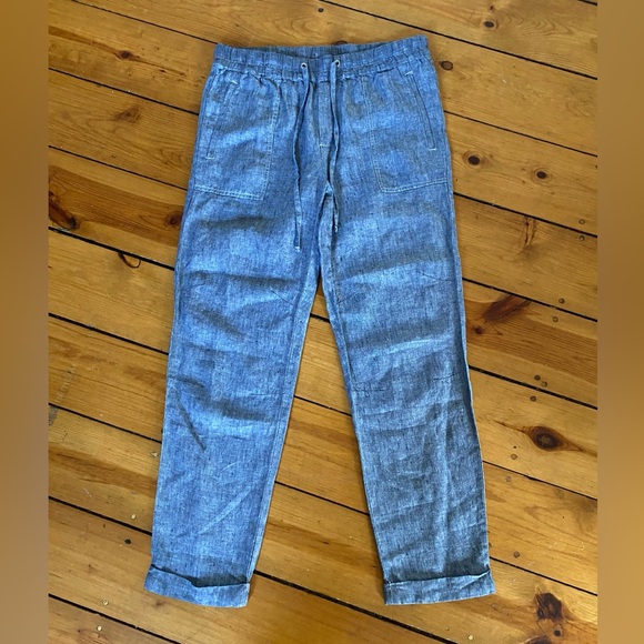 Lord & Taylor Blue linen drawstring Pants size small - Picture 1 of 8